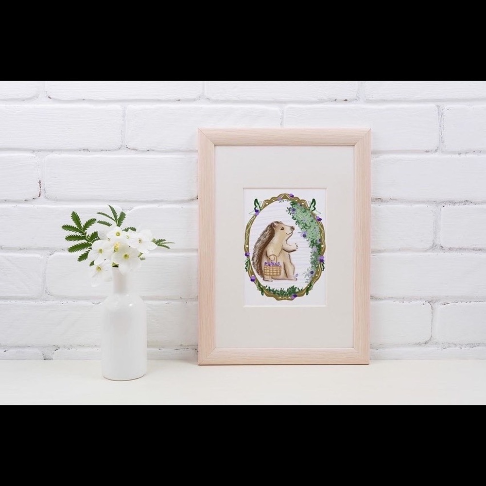 Nursery Hedgehog Art Print-4”x6”-Unframed